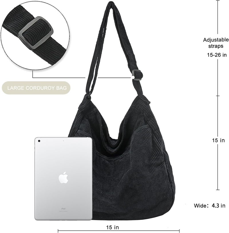 DAINAOTM Canvas Tote Bag Casual Hobo Crossbody Shoulder Bag for Women and Men Large Purse Messenger Bag Travel Work - Image 2